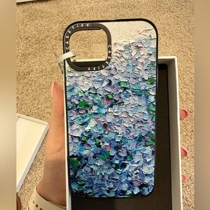 Casetify Clear Black iPhone 14 Impact Case - Nantucket Blue Hydrangeas